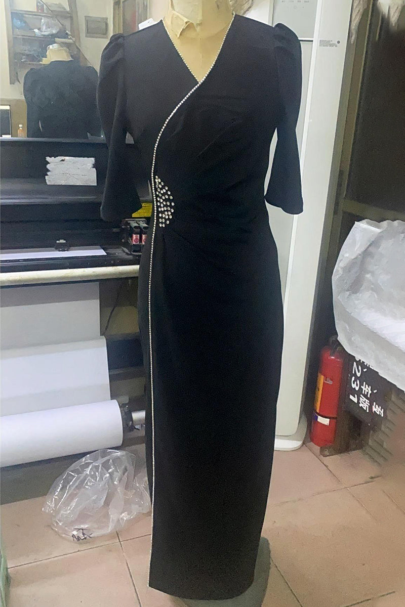 Formal Hot Drill V Neck Waist Skirt Dresses