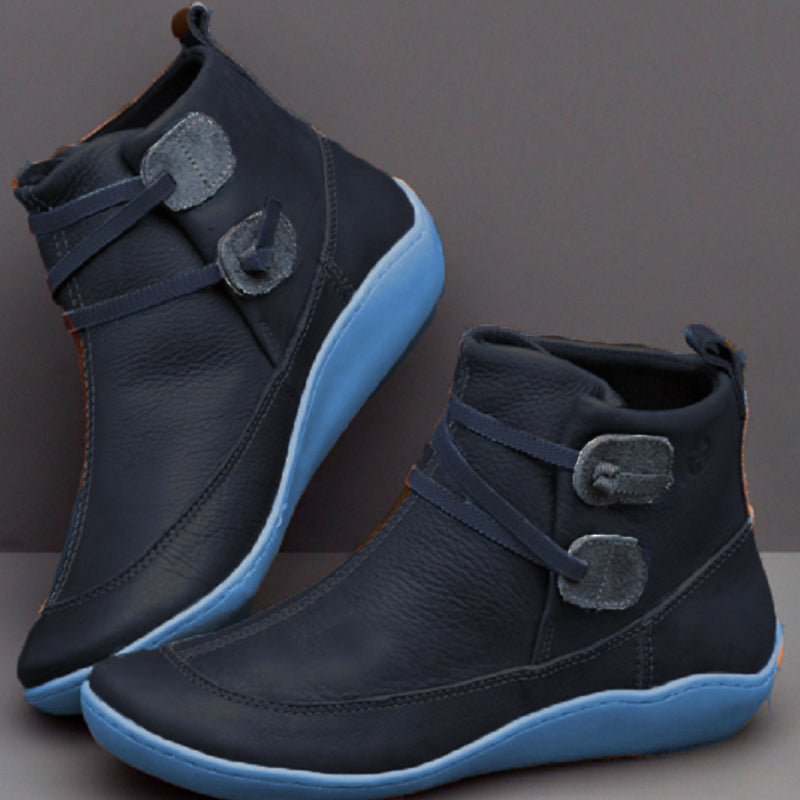Patchwork Round Leather Shoes