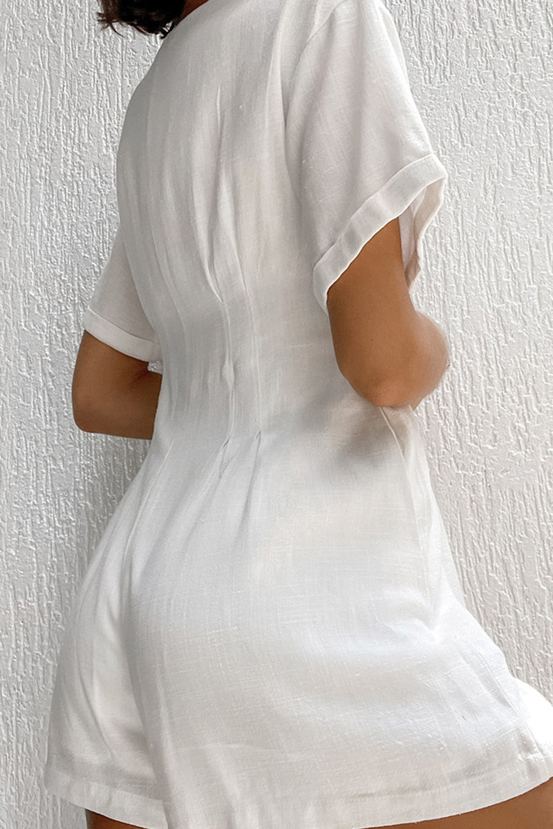 Simplicity Buttons Fold V Neck Loose Rompers