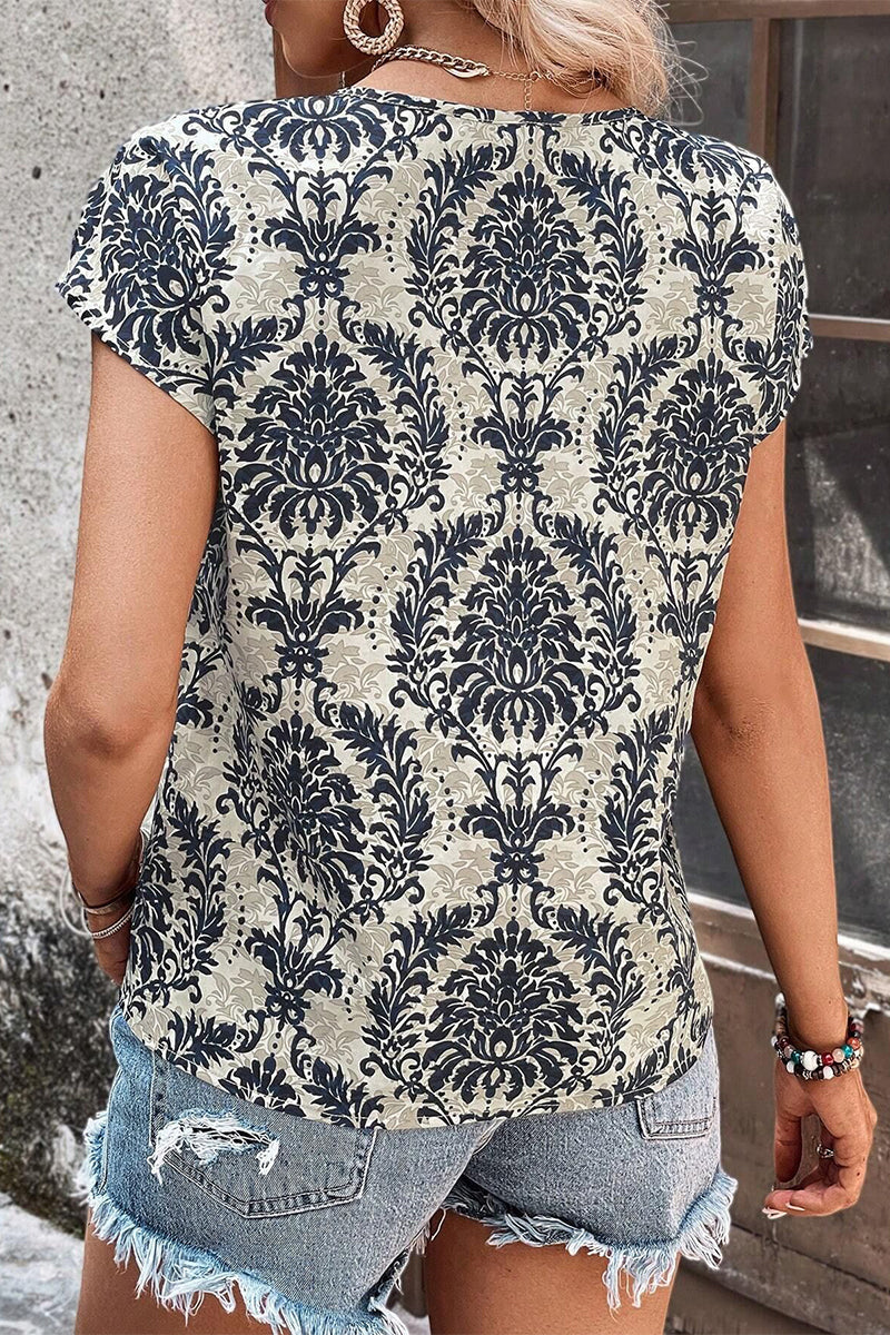 Hollowed Out V Neck T-shirts