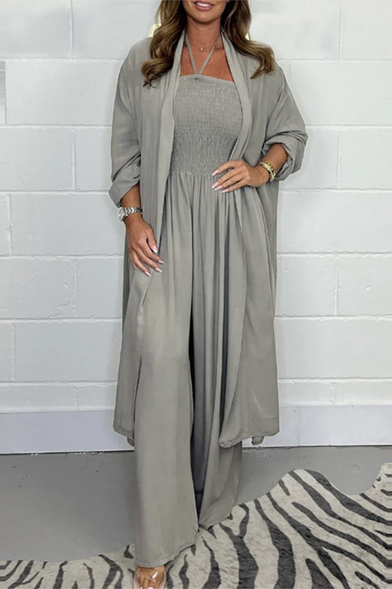 Simplicity Patchwork Backless Halter Two Pieces(jumpsuits, Jackets)
