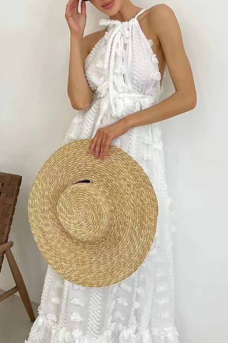 Sweet Patchwork Halter Cake Skirt Dresses