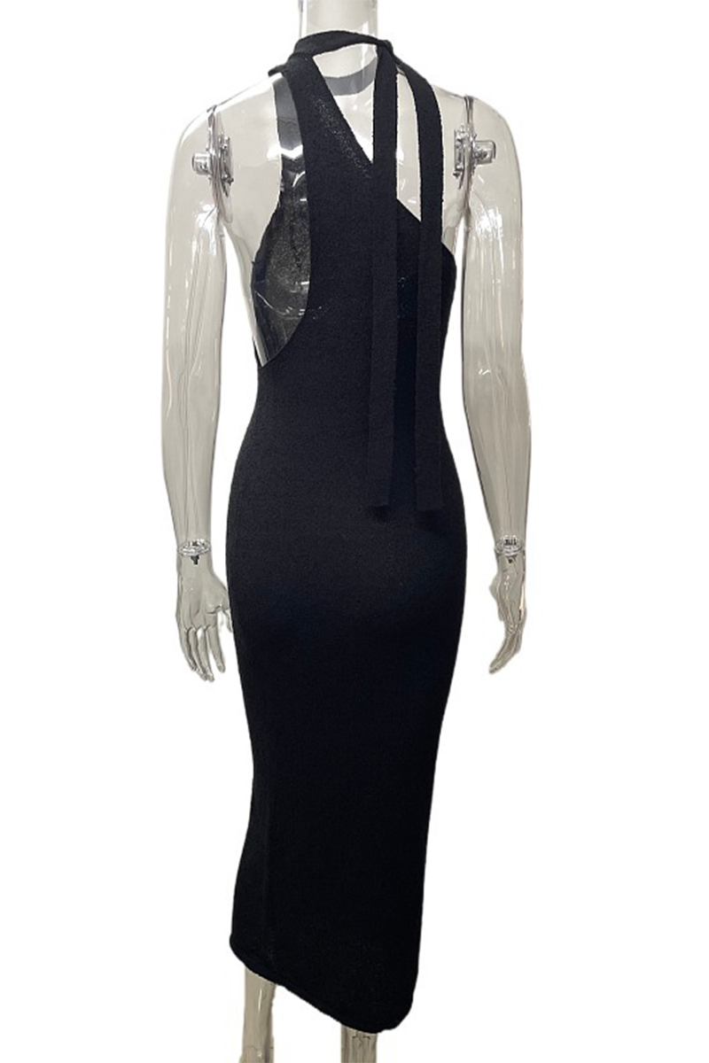 Color Backless Oblique Collar One Step Skirt Dresses