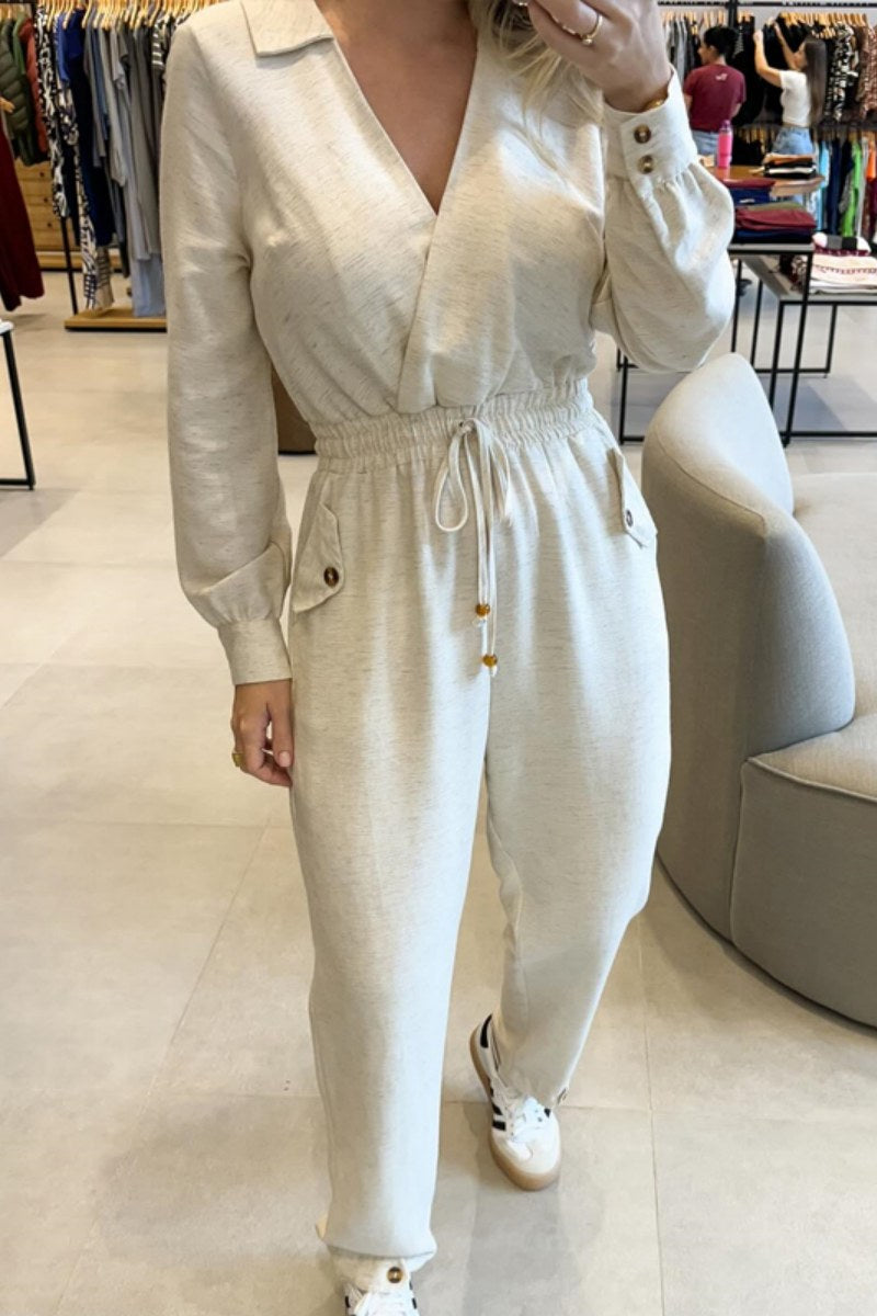 Patchwork V Neck Fitted Jumpsuits(3 Colors)