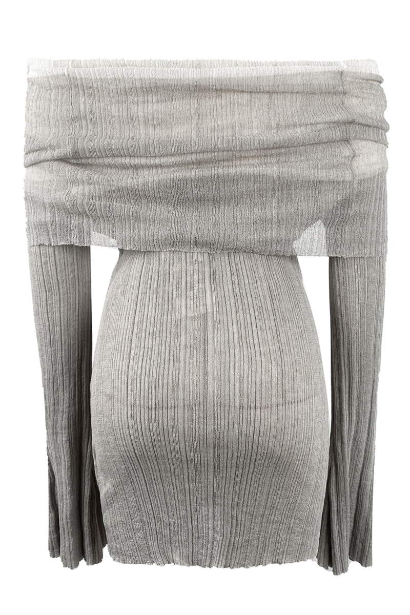 See-through Ruched Off Shoulder Wrapped Skirt Dresses