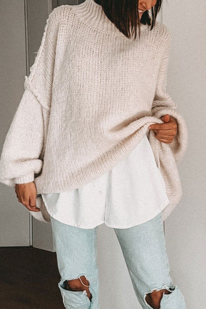 Daily Patchwork Weave Half a Turtleneck Sweaters(5 Colors)