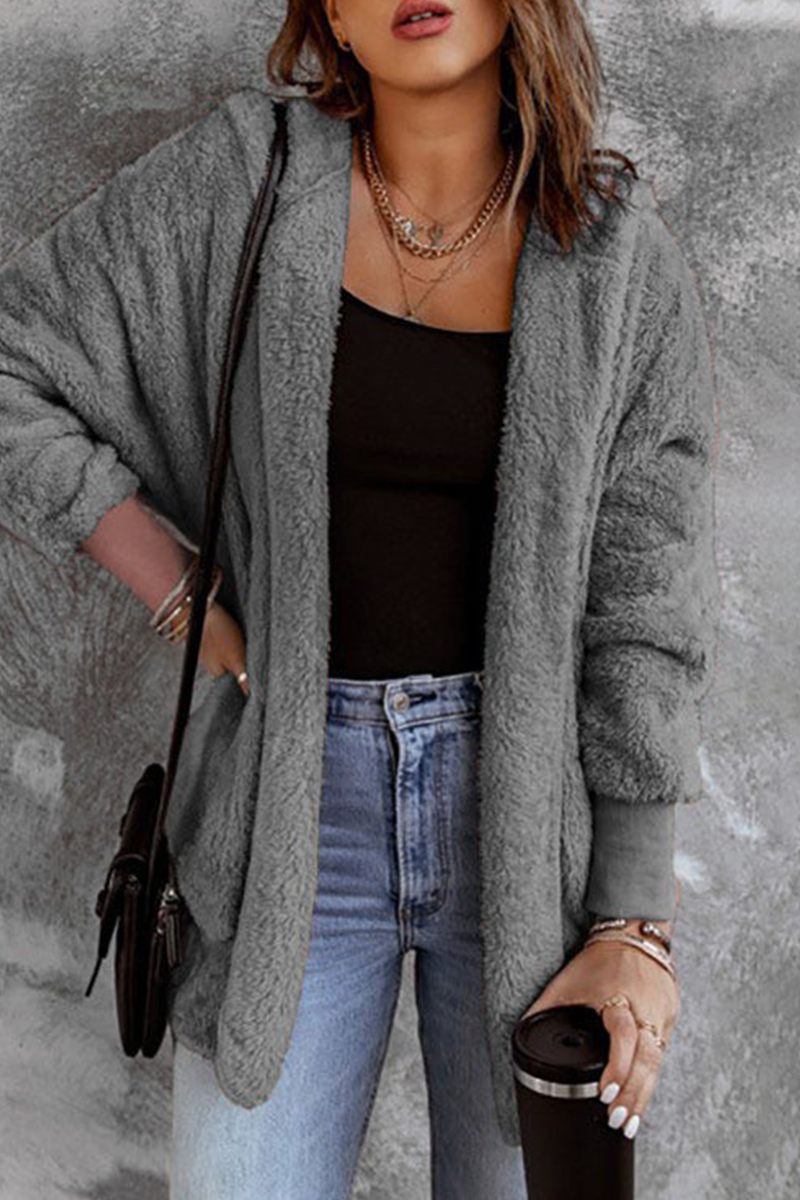 Daily Fluffy Cardigan Collar Outerwear(5 Colors)