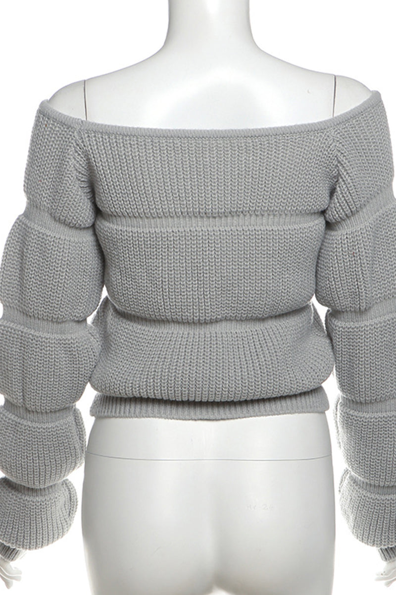 Color Patchwork Off Shoulder Topssweaters