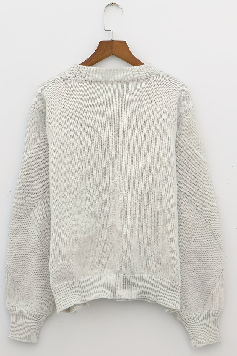 Color Weave O Neck Sweaters