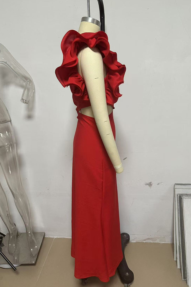 Irregular Flower Shape Sloping Shoulder One Step Skirt Dresses(6 Colors)