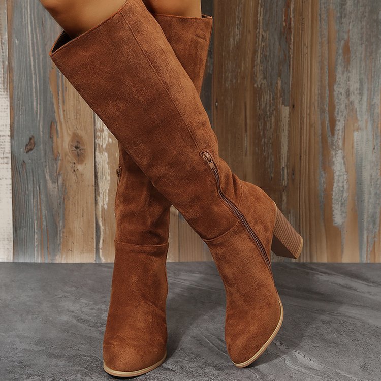 High-tube Suede Boots Denim Style Boots