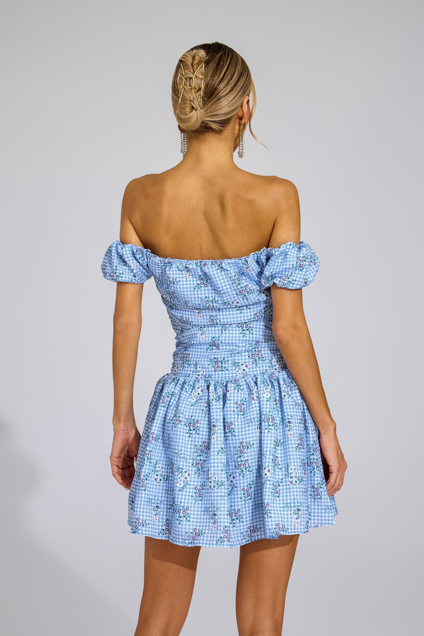 Bethune Blue Off Shoulder Mini Dress