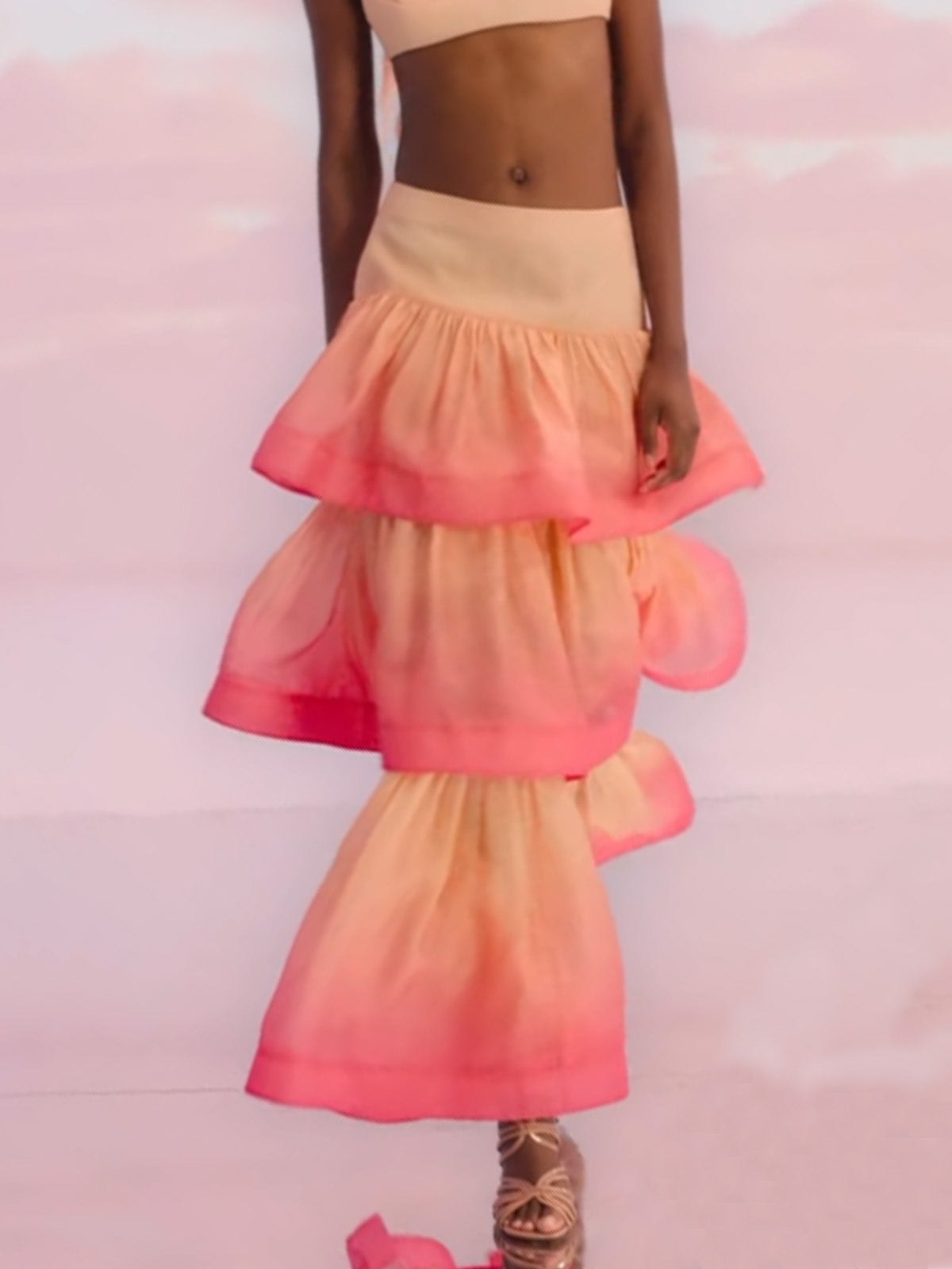 Bikini Top and Ombre Patchwork Cake Skirt
