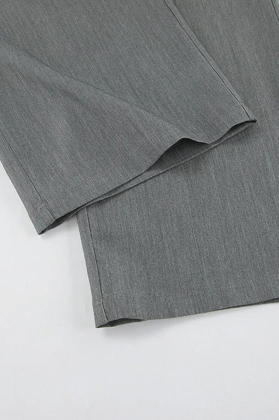 Contrast Color Grey Versatile Office Pants
