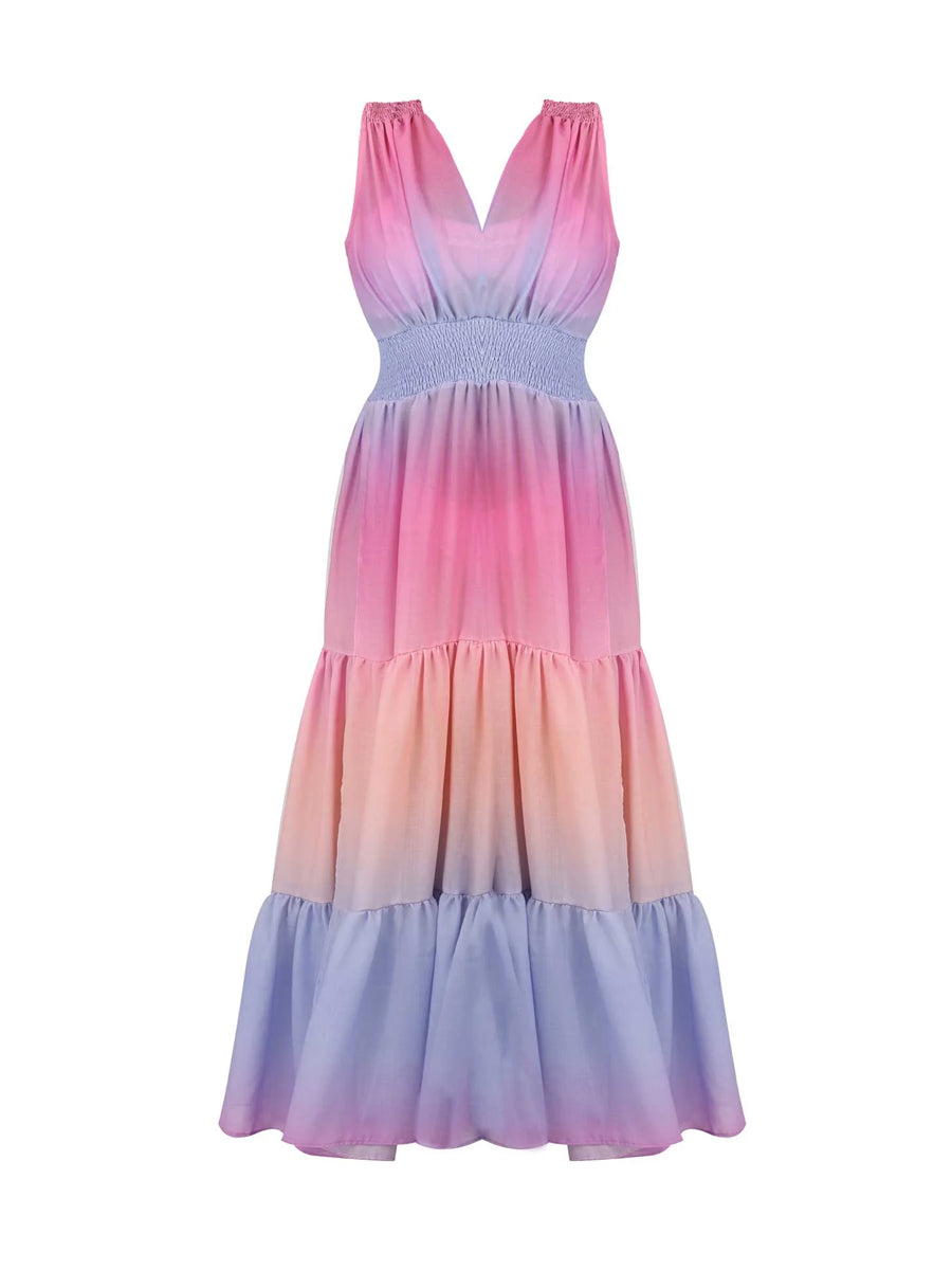 Gradient Color Bikini and Skirt