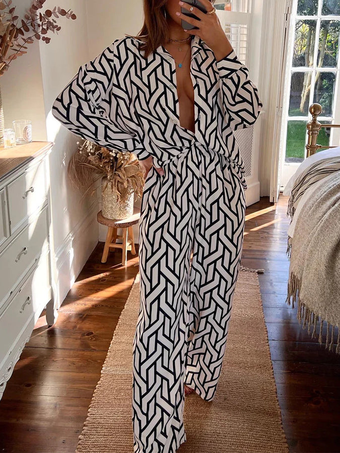 Long Sleeves Printed Shirt and Pants Sets