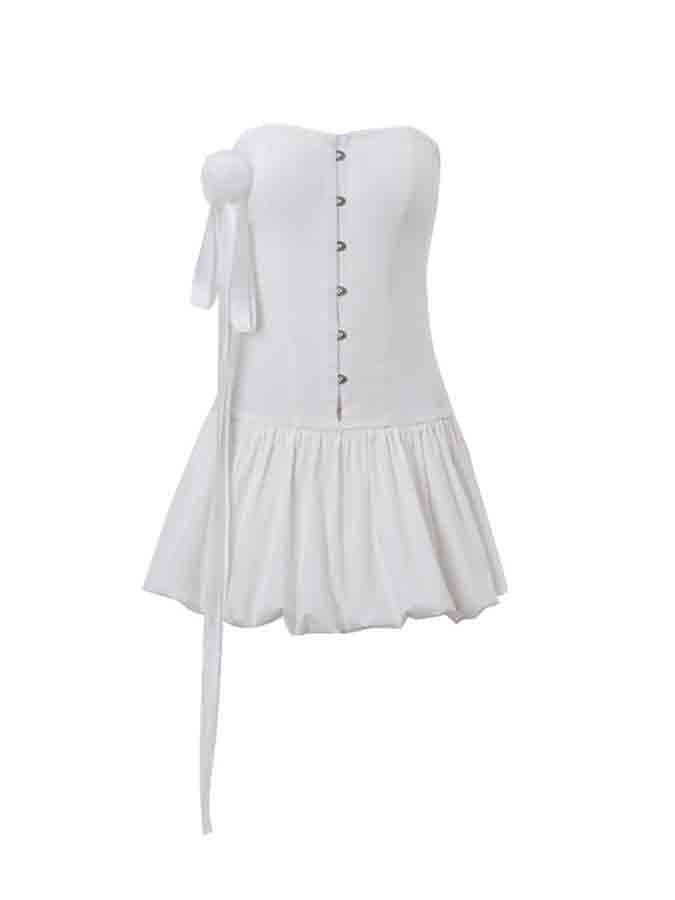 White Off Shoulder Croset Mini Dress