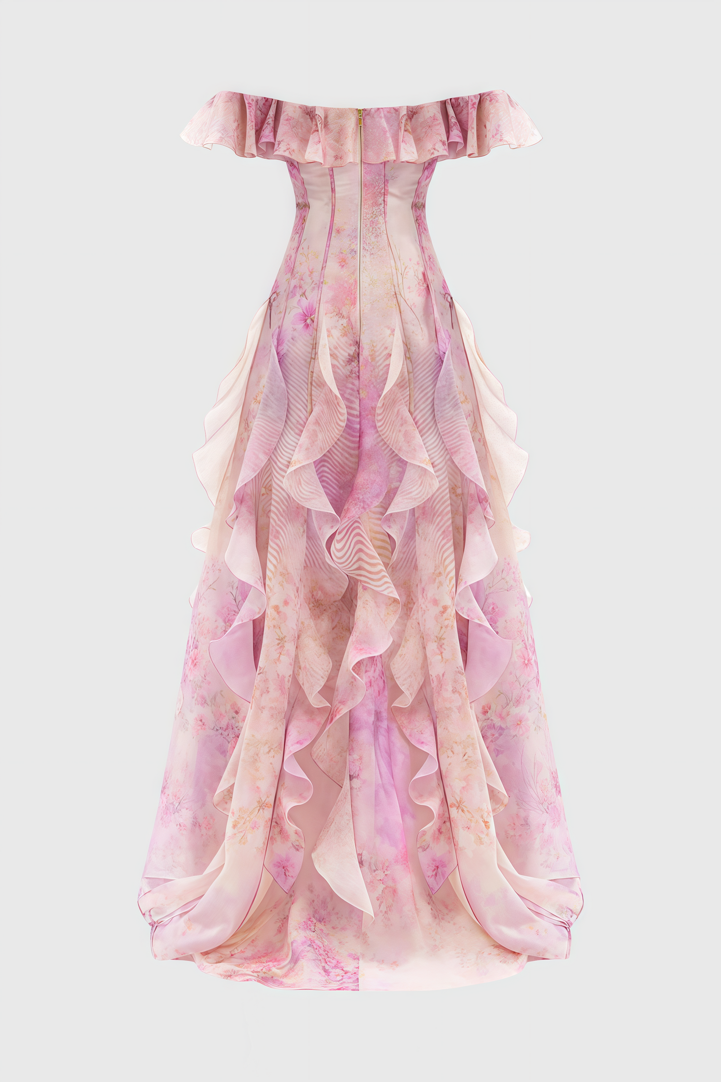 Adonis Pink Ruffled Maxi Dress