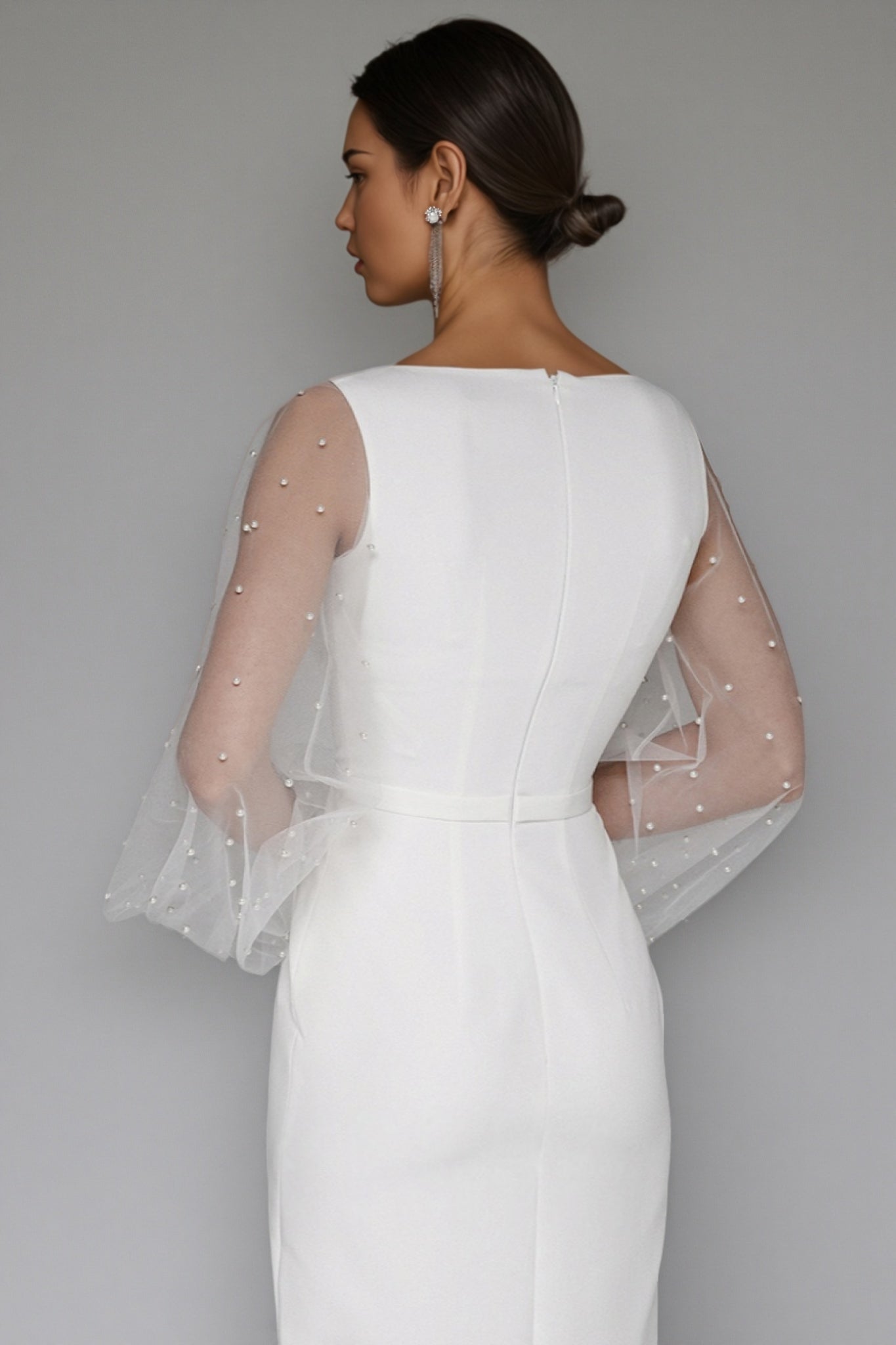 Carlotta White Deep V-neck Slit Maxi Dress