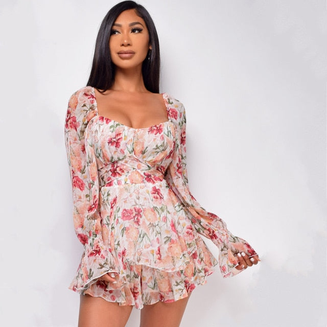 Square Neck Ruffle Romper