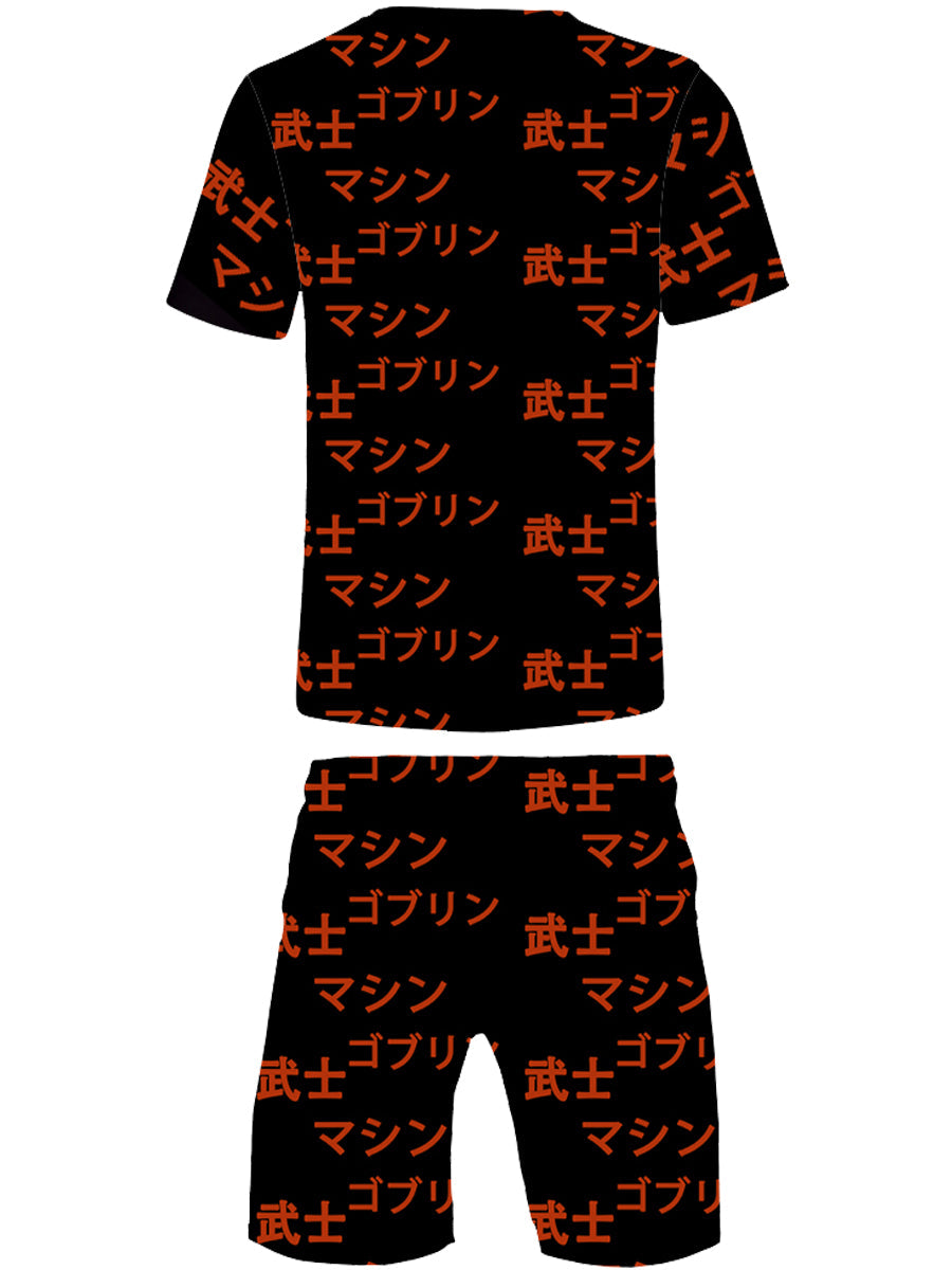 Cartoon Letter Print Shorts Set Ar70136