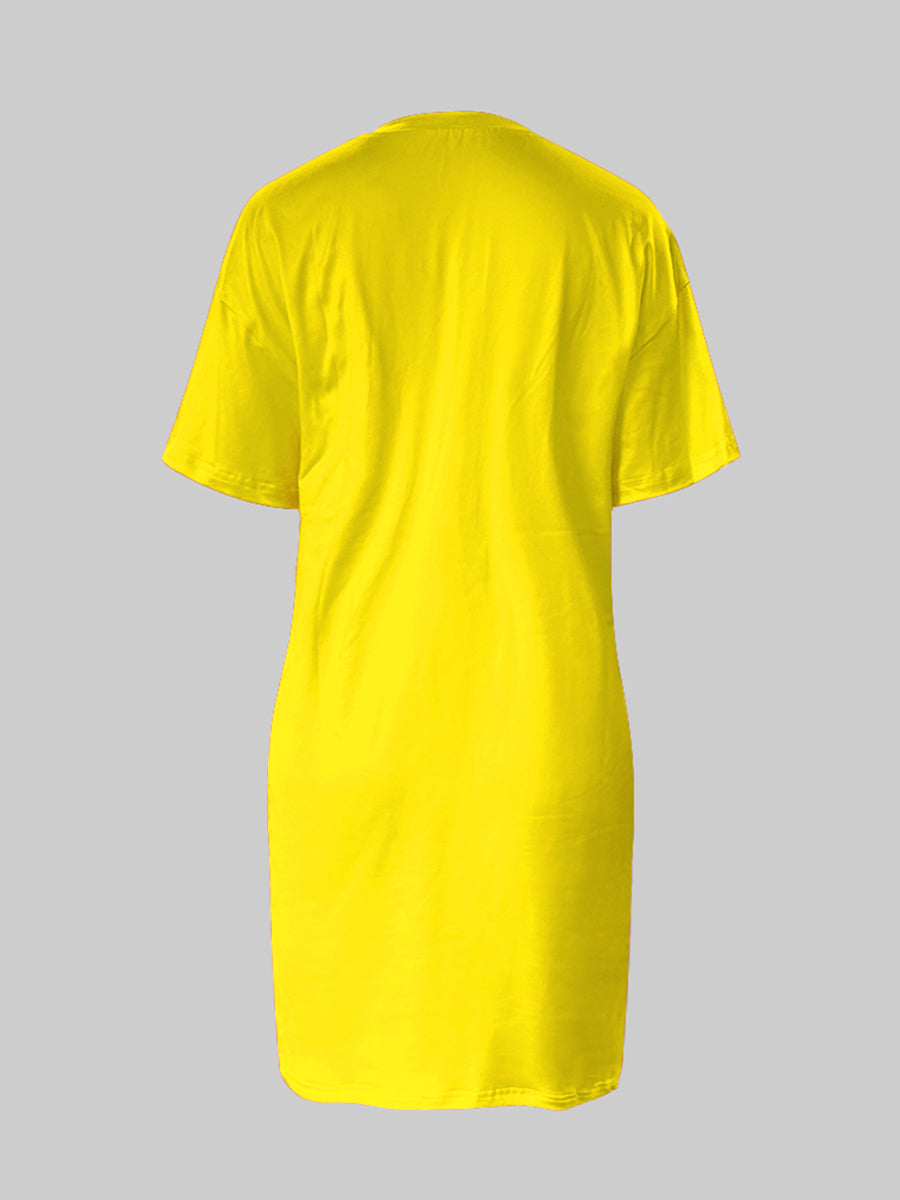 Lip Letter Print T-shirt Dress Ac2035