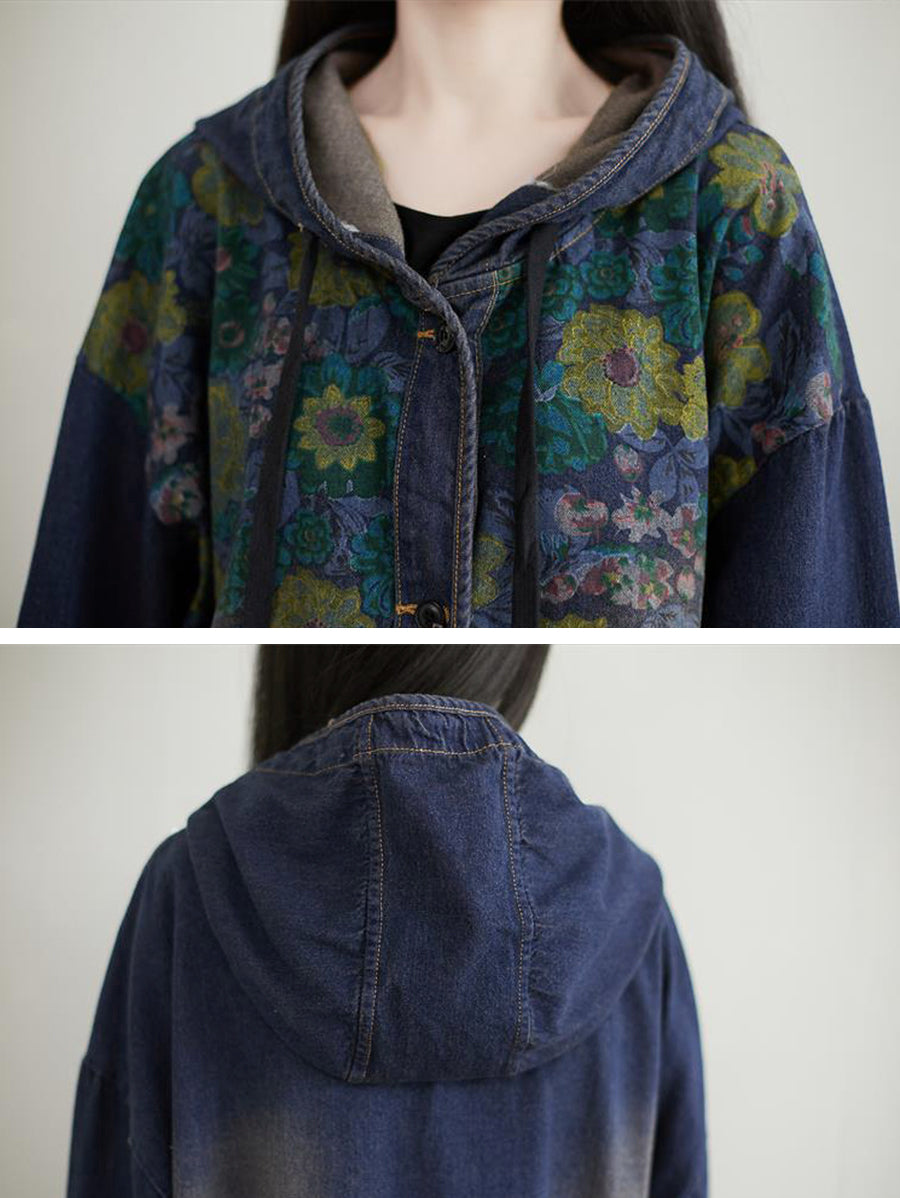 Sunflower Denim Hooded Coat Ai1022