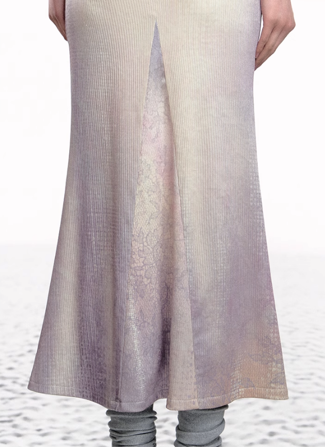 Dual-tone Knitted Dress and Shawl Set