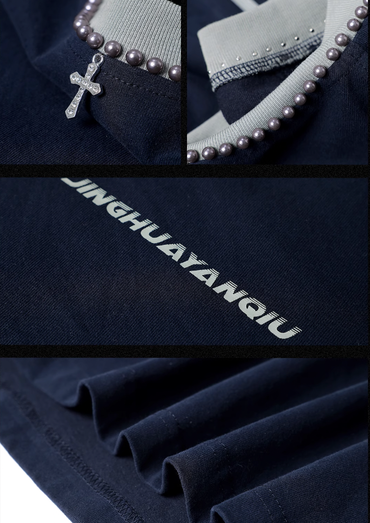 Beadwork Washed & Distressed Long Sleeve T-shirt