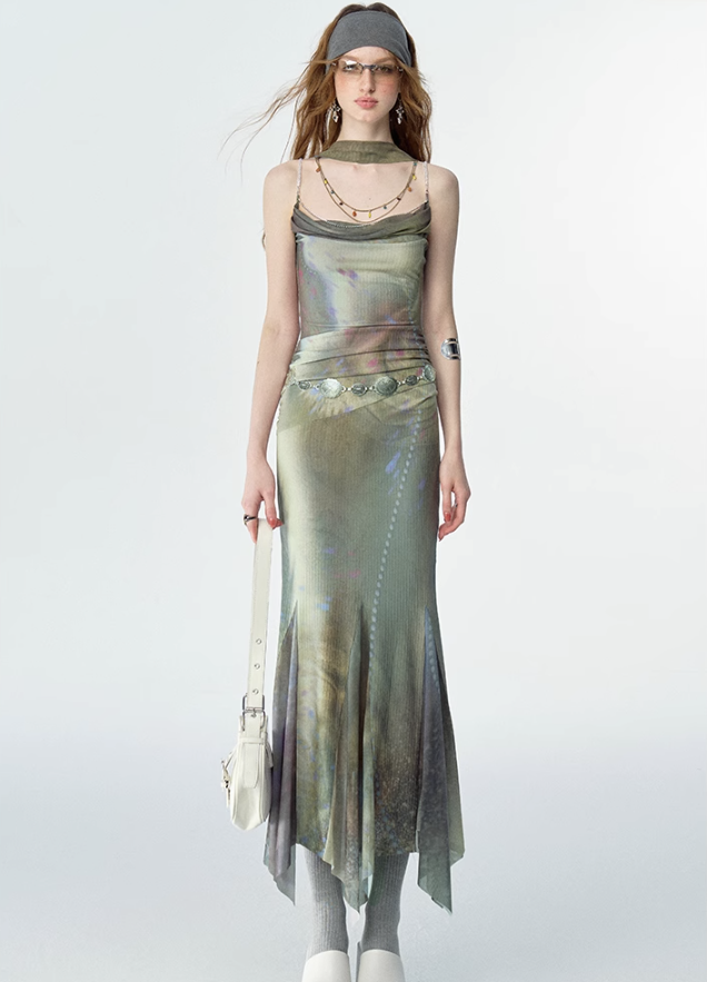 Luxe Diamond Chain Print Dress