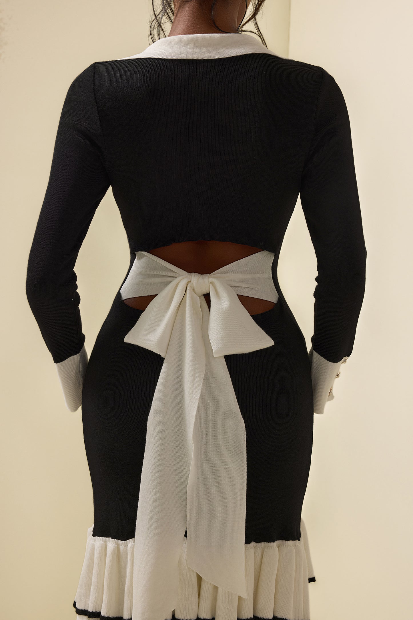Jersey Contrast Color Frill Mini Dress