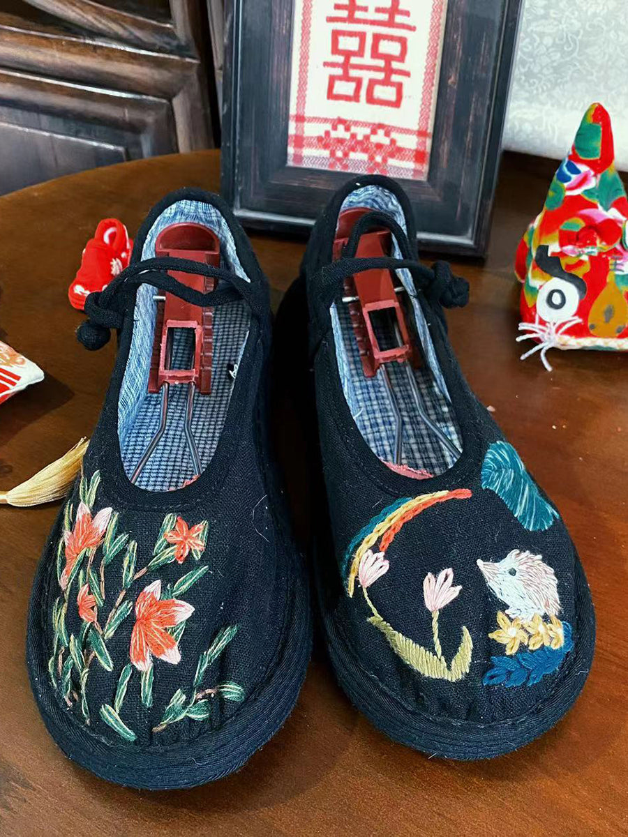 Summer Embroidery Linen Flat Shoes Ii1022