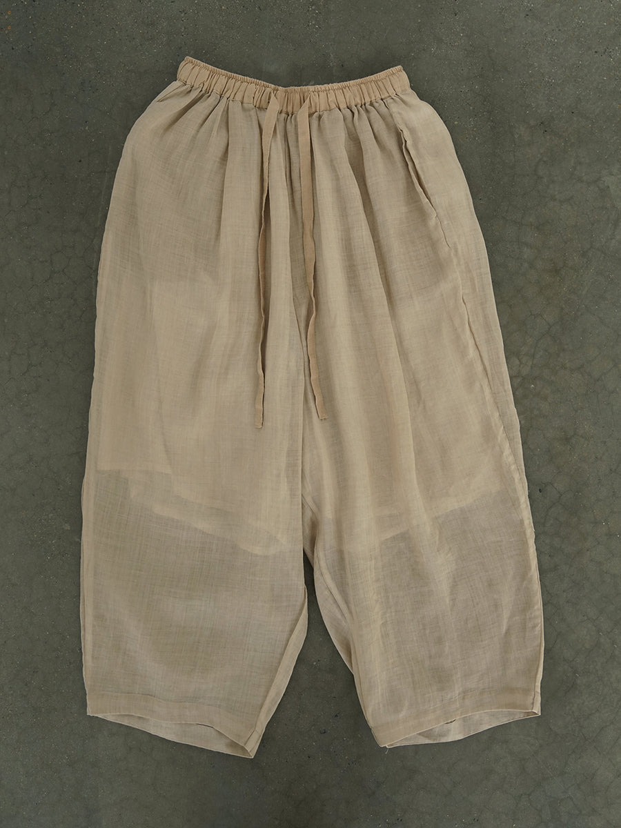 Summer Retro Loose Ramie Harem Pants Cc043