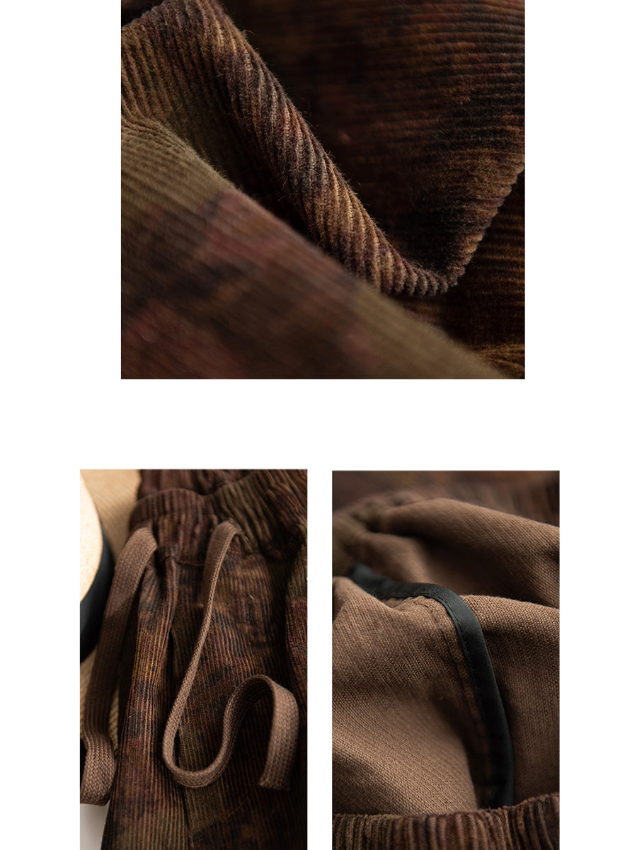 Autumn Flower Strap Corduroy Harem Pants Ai1036
