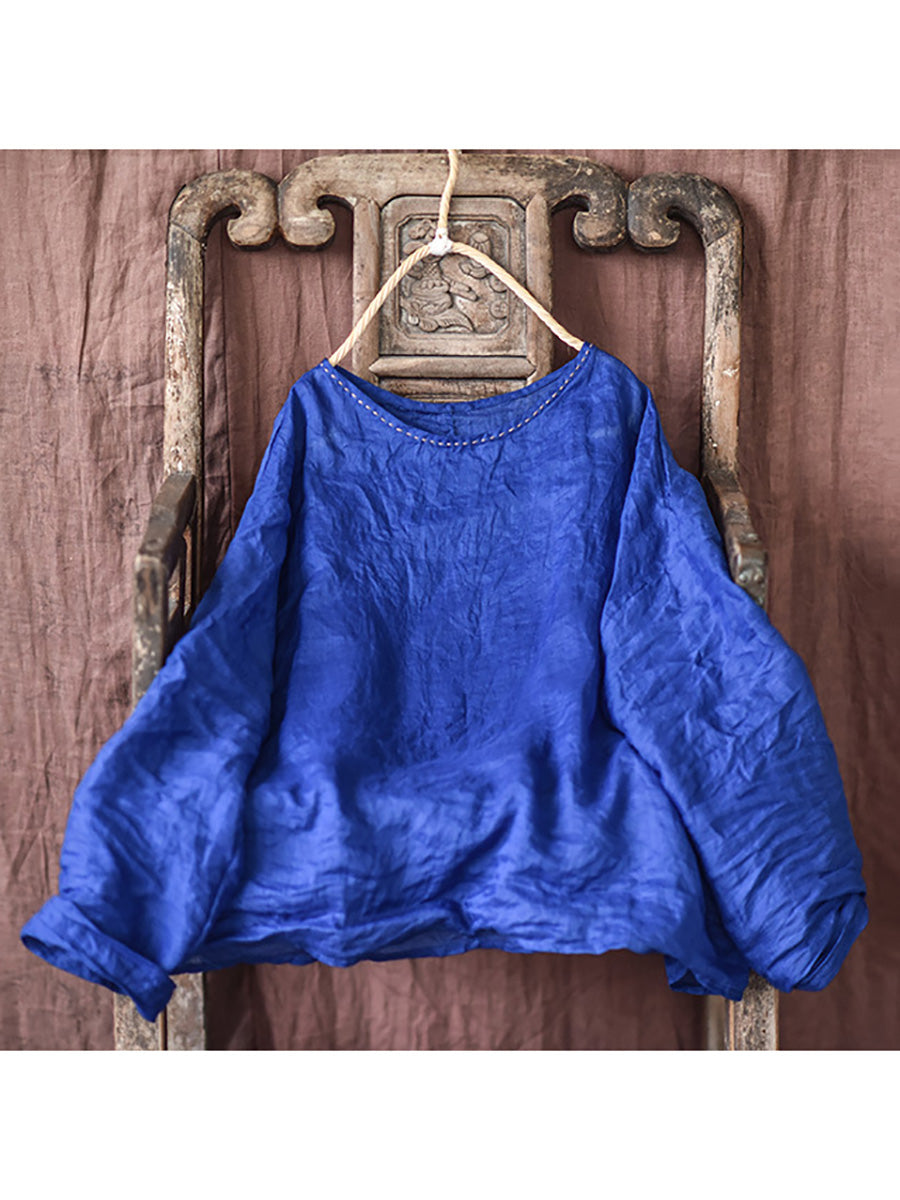Summer Stitching Ramie Blouse Ai1007