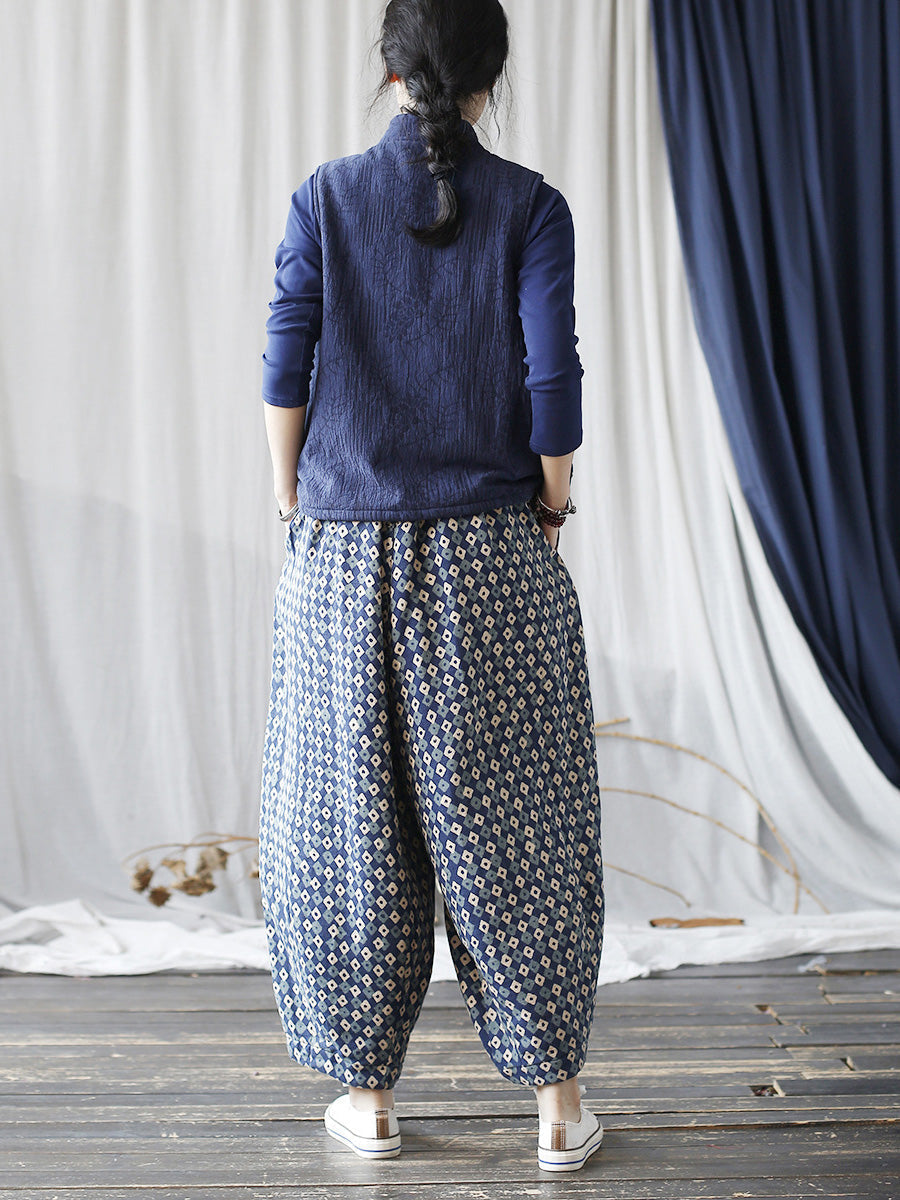 Autumn Artsy Lattice Cotton Harem Pants Ah1035