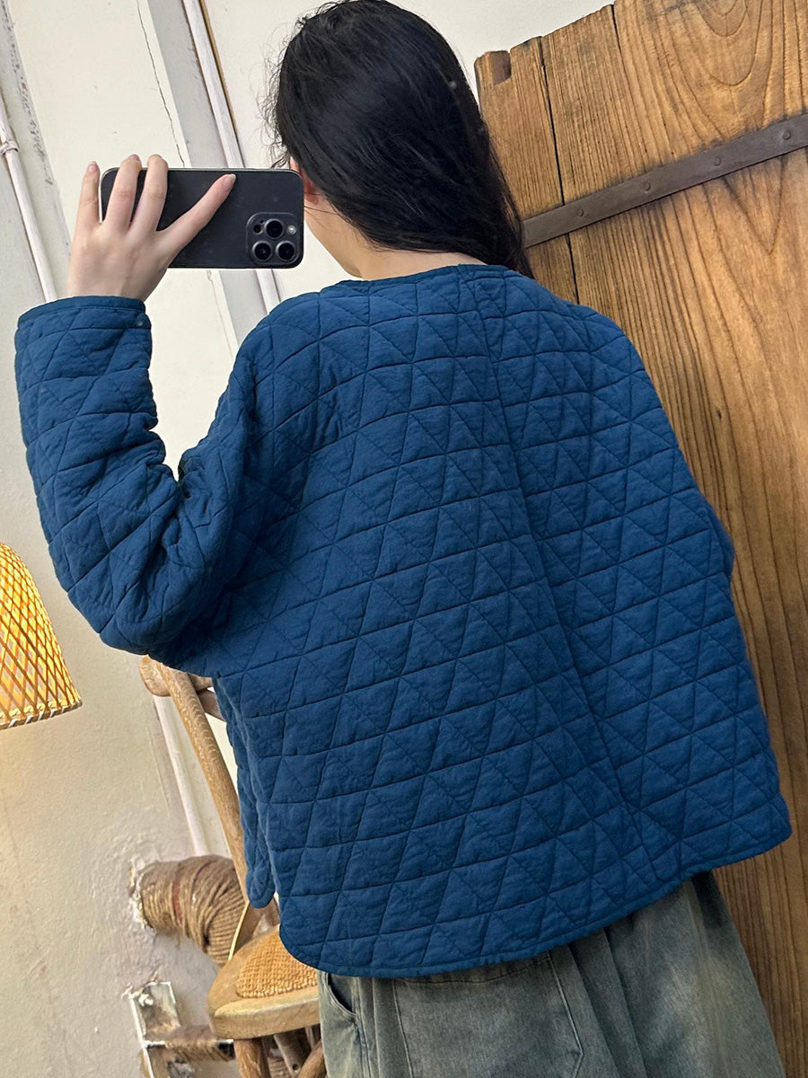 Artsy Autumn Rhomboids Stitching Padded Sweatshirt Ak1031