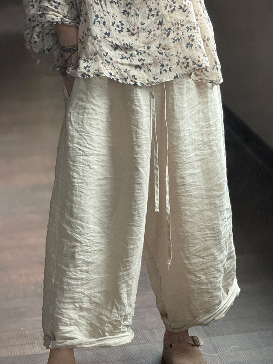 Autumn Loose Ramie Wide-leg Pants Ba1073