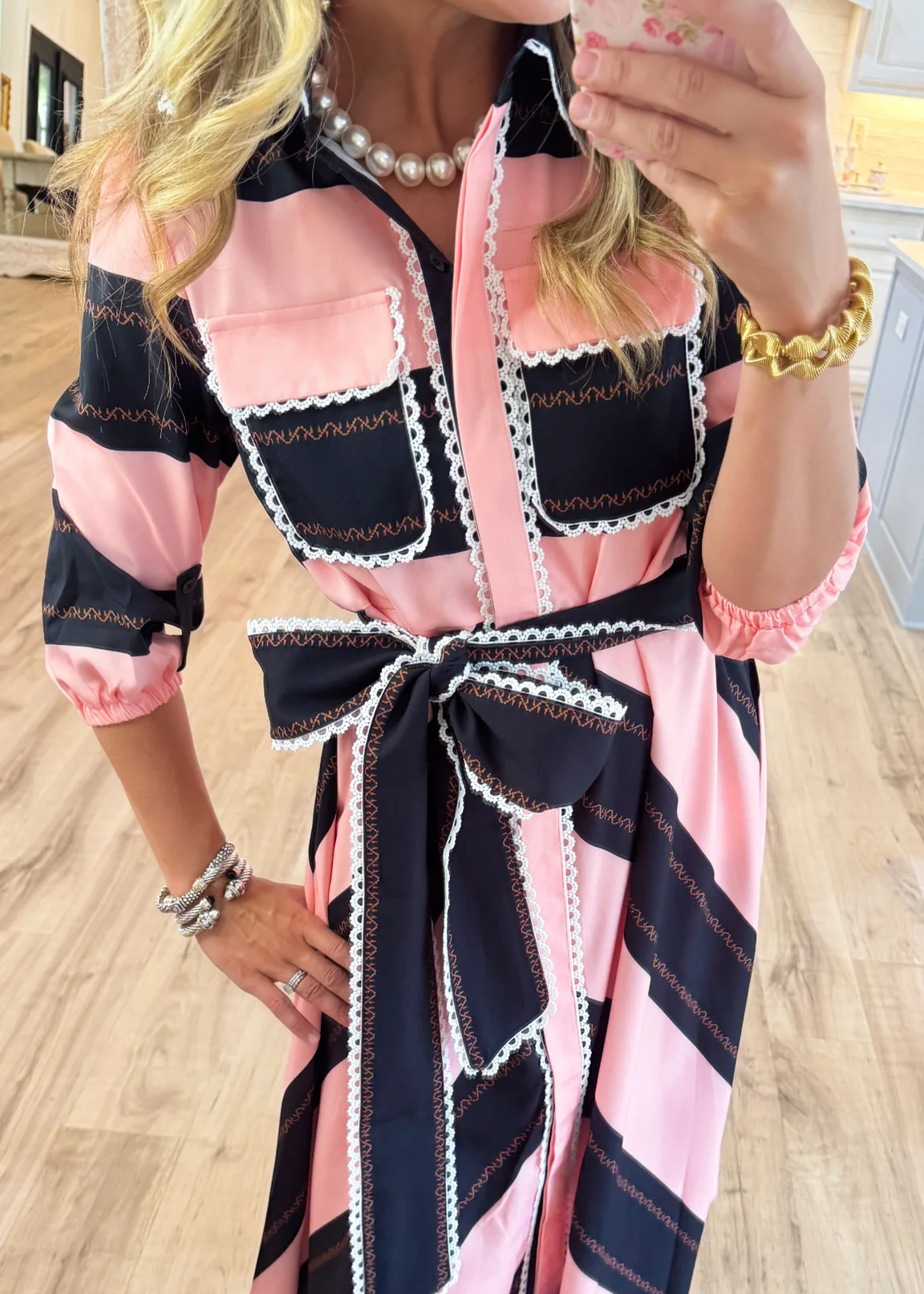 Pink Bold Stripe Maxi Dress