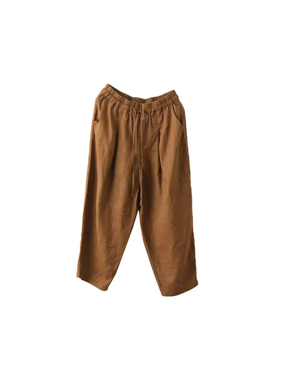 Harem Summer 100%linen Color Pants Pure