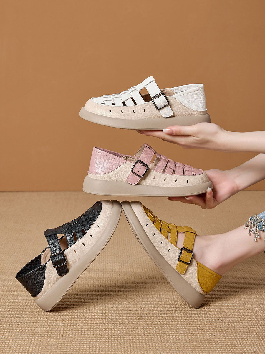 Leather Genuine Weave Shoes Flat Summer