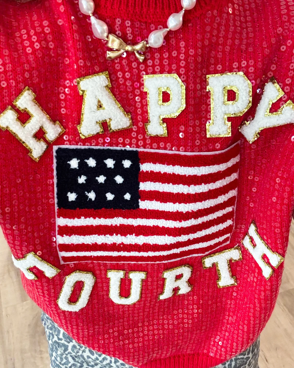 Red Sequin Patchwork Sweater Vest Top