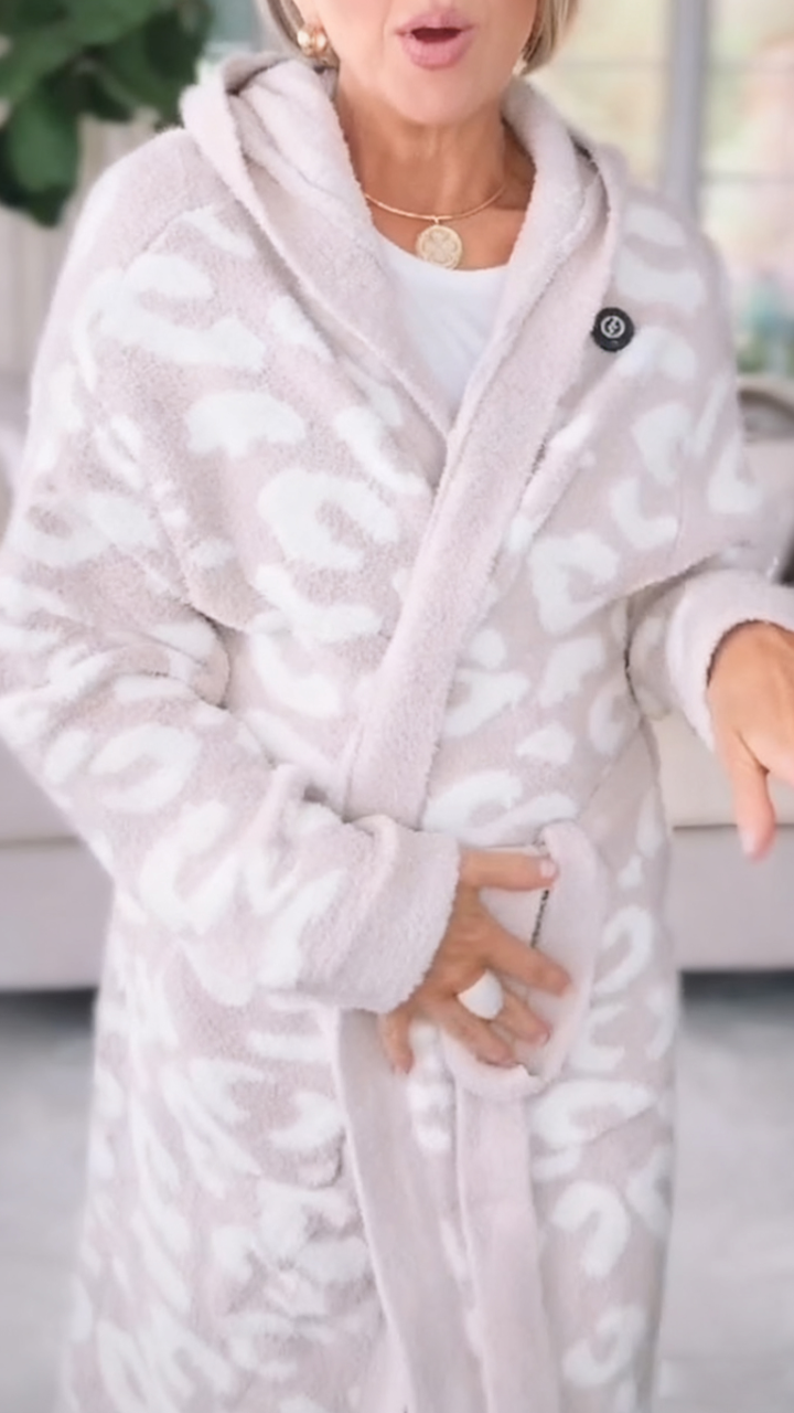 Hooded Printed Plush Coat