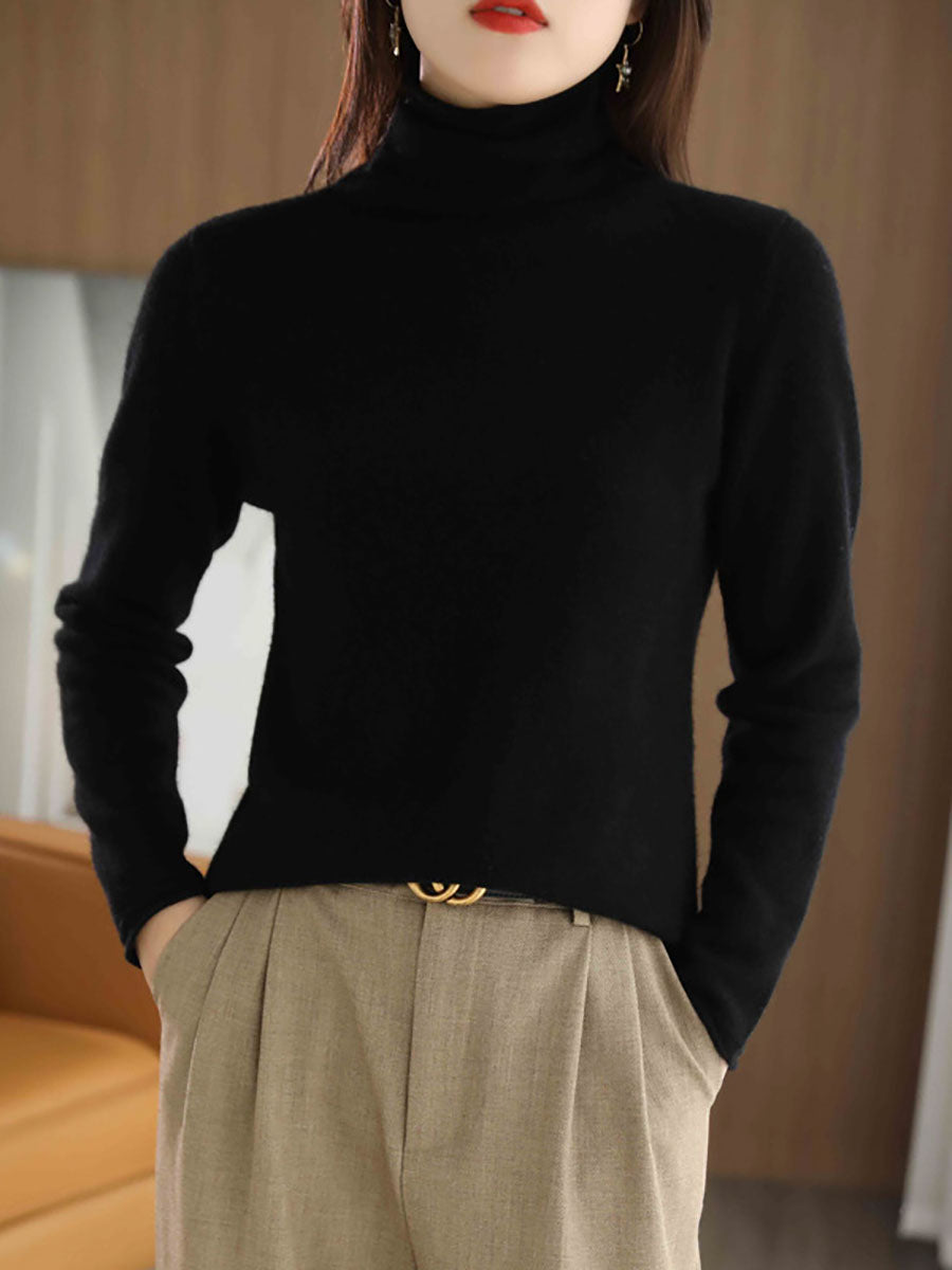 Autumn Turtleneck 100%wool Sweater Ba1009