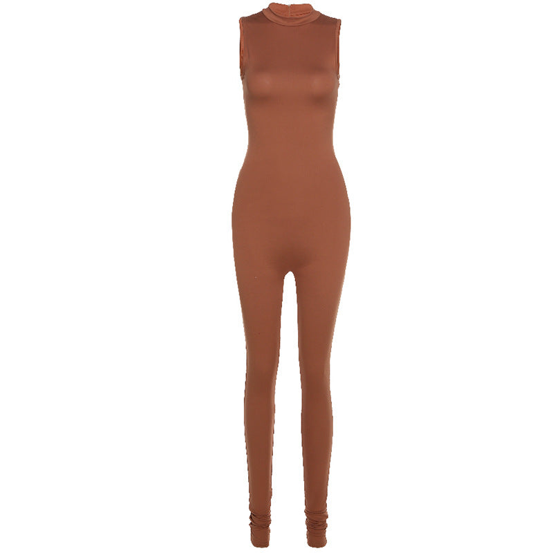 New Sleeveless Slim High Top Sports Jumpsuit