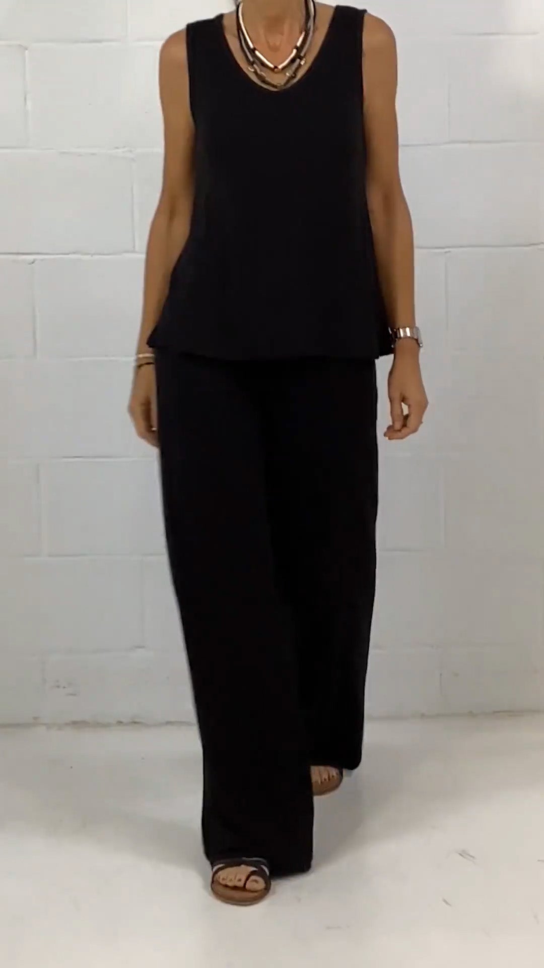 Spring Sleeveless Crewneck Loose Two-piece Set