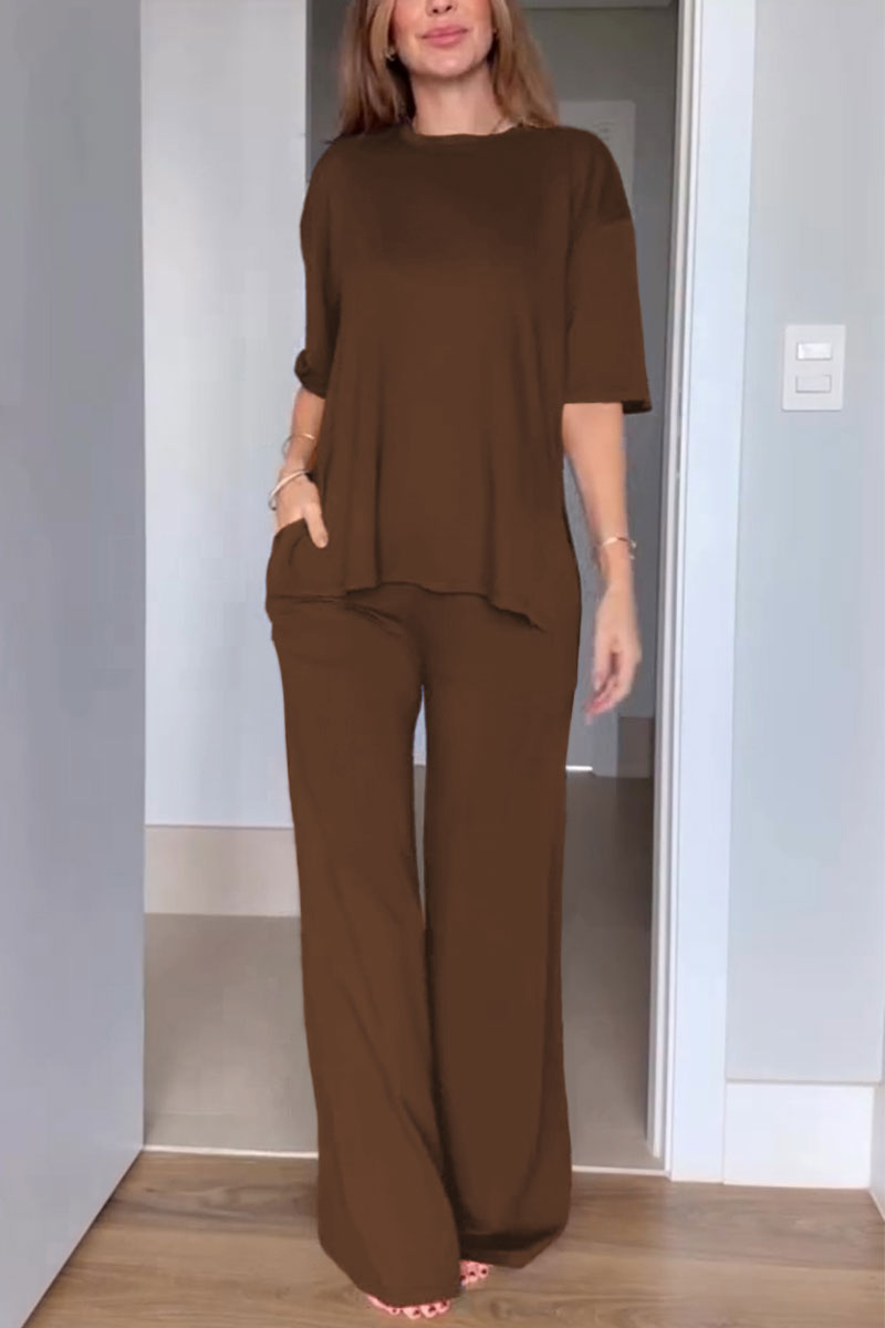 Short Sleeved Color Two-piece Set