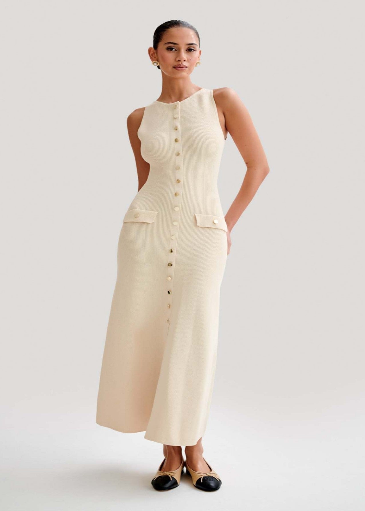 Valeria - Contrast Trim Midi Dress