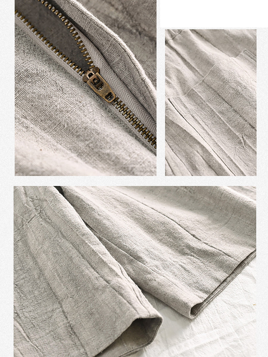 Summer Retro Cotton Ramie Shorts Ii1026