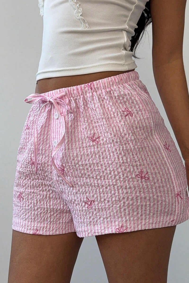 Pink Stripe Wide Leg Shorts
